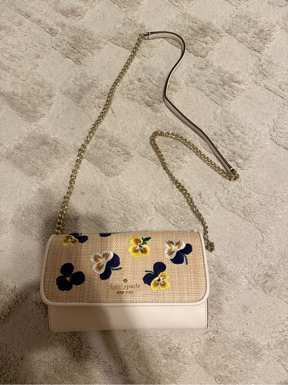 kate spade Cream Crossbody with Navy and Yellow Floral Details